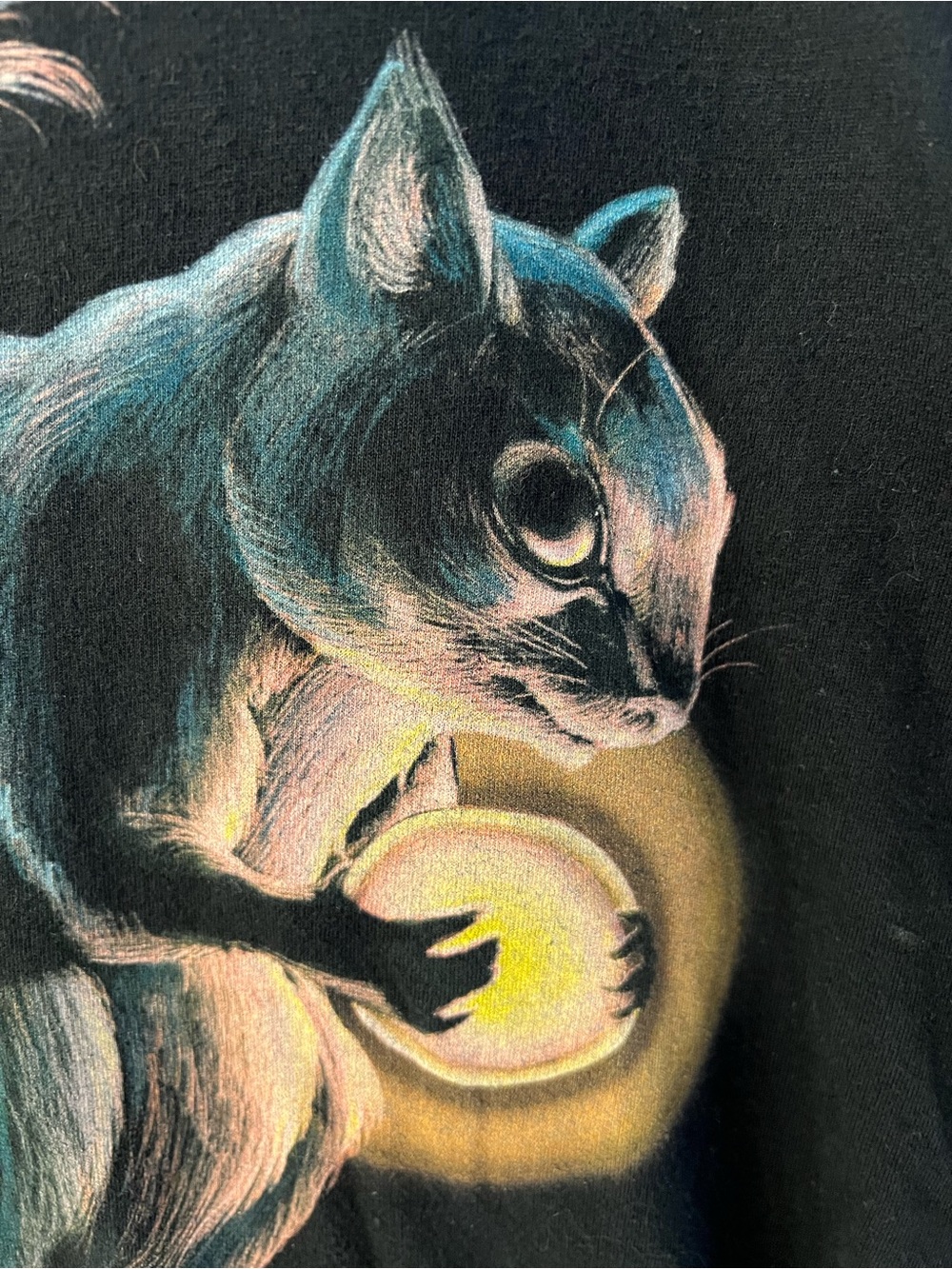 Curbside Clothing Squirrel Graphic Tee Black Glow Acorn Artsy Boho Size L - Picture 2 of 3